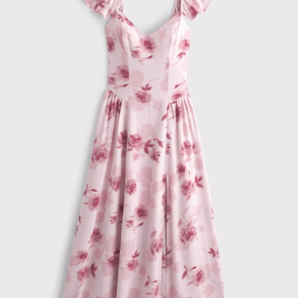 Flutter Sleeve Midi Dress Abercrombie Sz Medium Petite